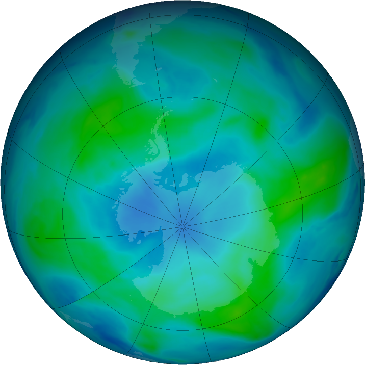 Antarctic ozone map for 24 February 2018